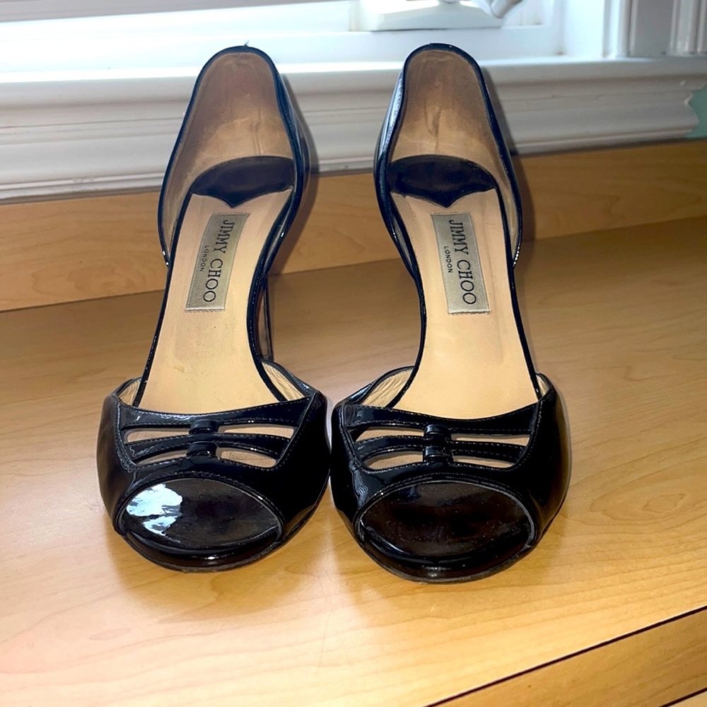 Jimmy choo black open toe heels